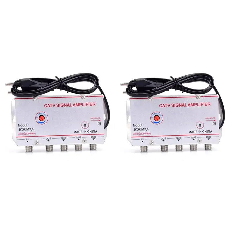 

AA84 2X Cable TV Splitter Amplifier 20Db Digital TV Antenna Signal Booster Tv Equipments 45Mhz To 860Mhz 1 In 4 Out EU Plug