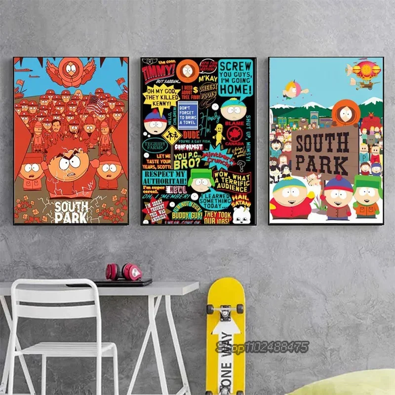 كارتون S-جنوب لطيف P-Park ملصق ومطبوعات ، شخصيات أنيمي ، فن جداري ، لوحة قماشية ، صور ، غرفة نوم أطفال ، ديكور منزلي #3