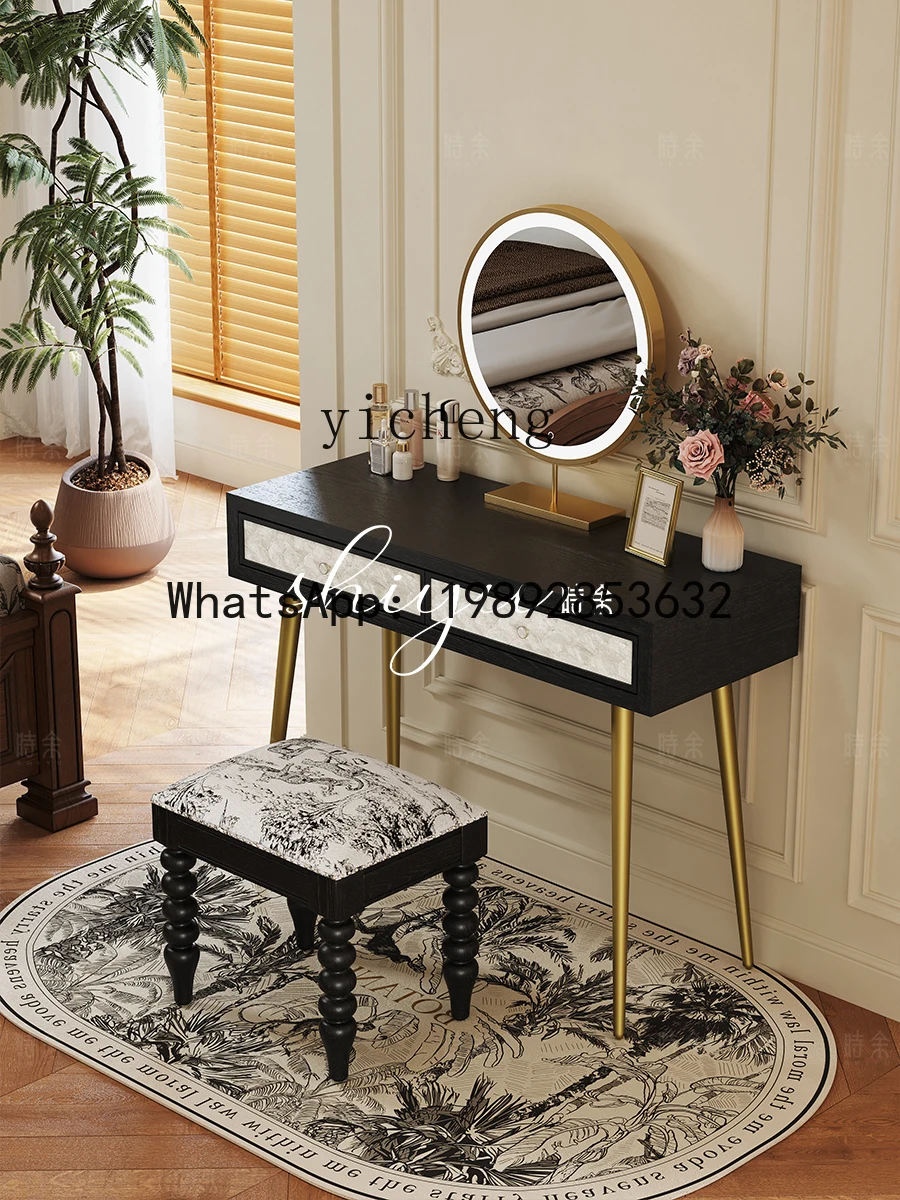 

X4 solid wood makeup table dresser makeup mirror master bedroom antique French retro makeup table living room decoration
