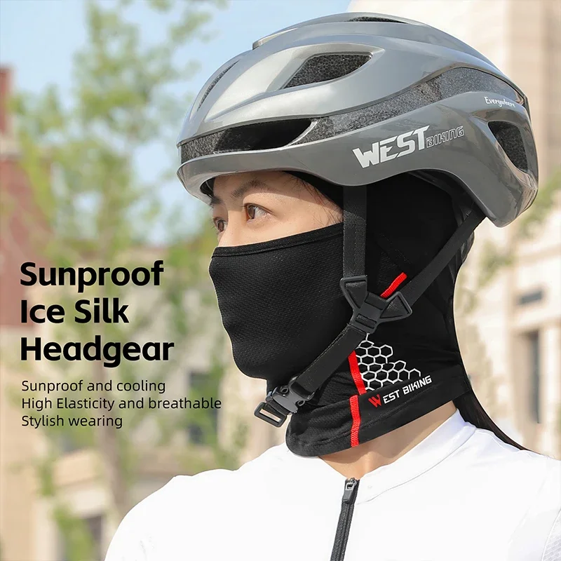 WEST BIKING Summer Ice Silk Balaclava UPF50+ Sunproof Cycling Reflective Caps Breathable Hiking Fishing Hat Cooling Sport Gear