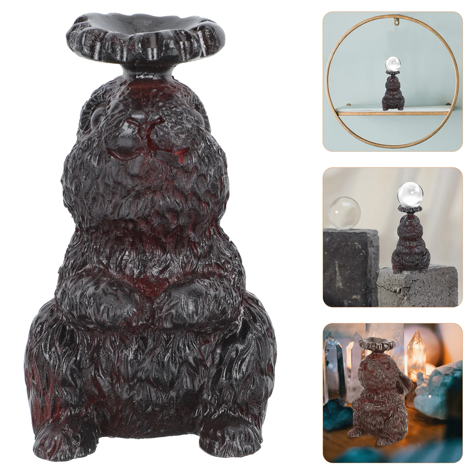 

Resin Rabbit Sculpture Crystal-Ball Base Unique Resin Material Crystal Sphere Display Holder Home Office Ornament