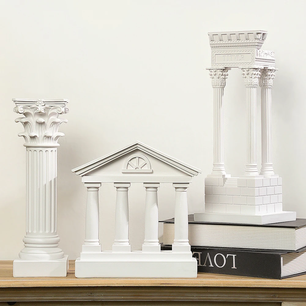 Templo de ciudad antigua griega, modelo arquitectónico, adornos decorativos para el hogar, sala de estar, estante Bogu, muebles de escultura de resina para oficina