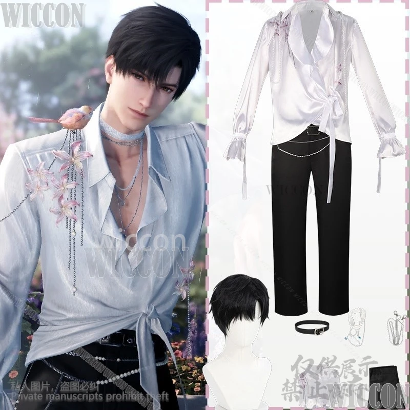 

Love And Deepspace Cosplay Zayne Lishen Clothes Spring And Flower Necklace Pant Elegant French Flower Shirt Carnival Customized