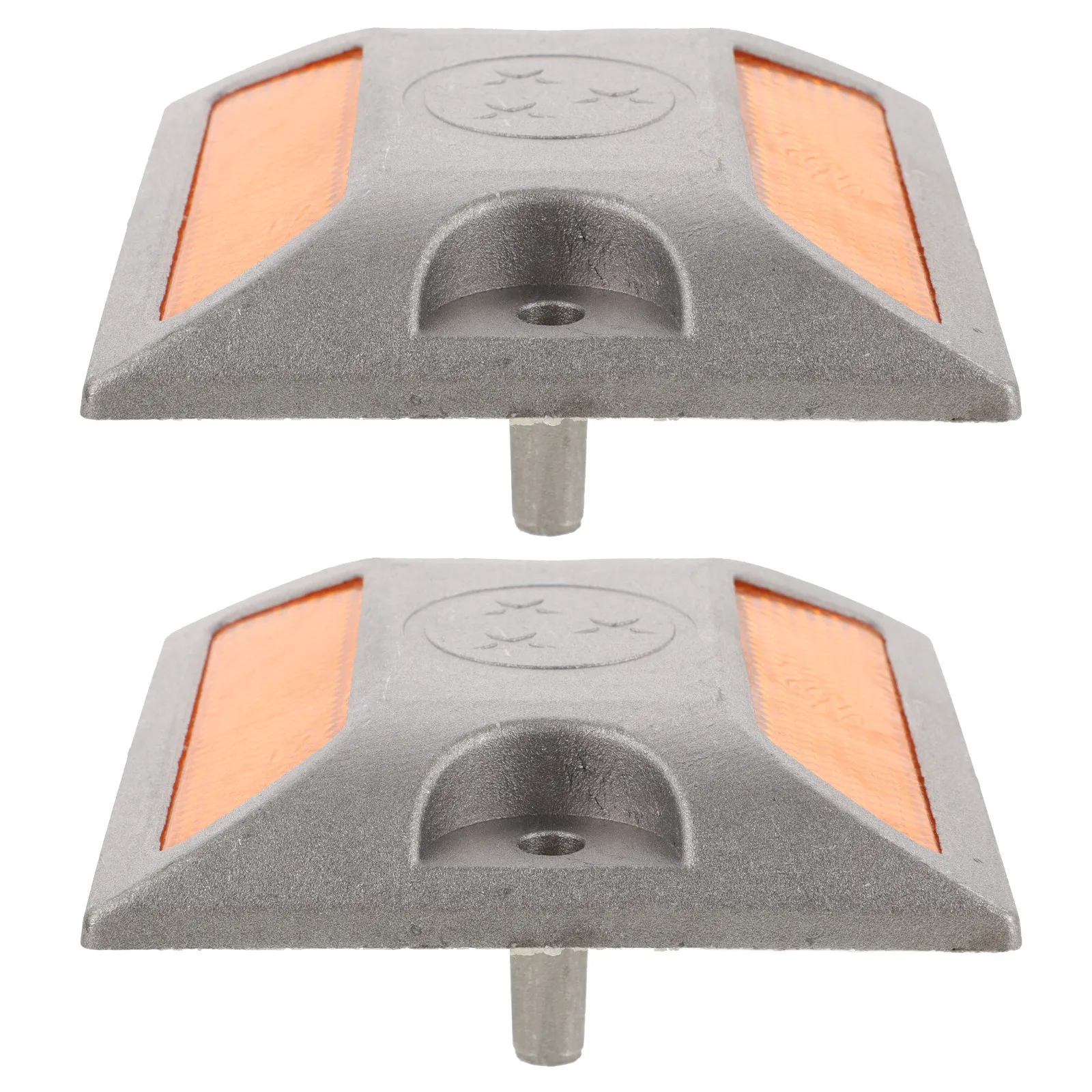 2Pcs Cast Aluminum Reflective Road Stud Raised Design Dual Marker Pavement Reflector for Highway Driveway Safety
