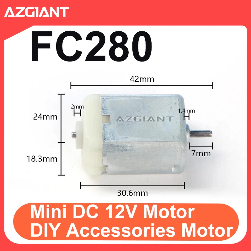

Azgiant 5PCS FC280 For Auto Replacement Parts OEM DIY Power Toys 42MM 12000PRM Reverse rotation High Speed DC 12V motor
