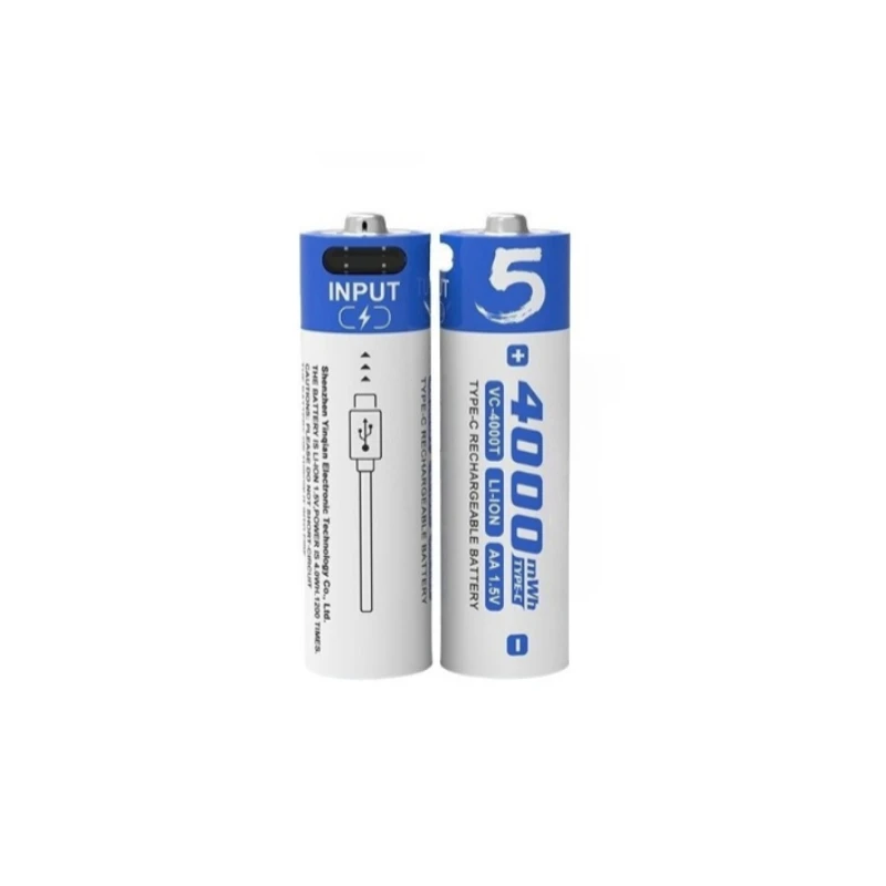 1.5V 4000mWh AA Rechargeable Li-ion Battery with TYPE-C for Remote Control Toys Mouse Microphone Smart Door Lock Batteries