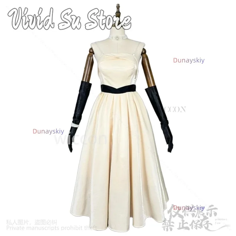 

COSda@Anime Game Love And Deepspace Cosplay Heroines Melted Glow White Evening Dress Soaked Night Black Lolita Wig Necklace