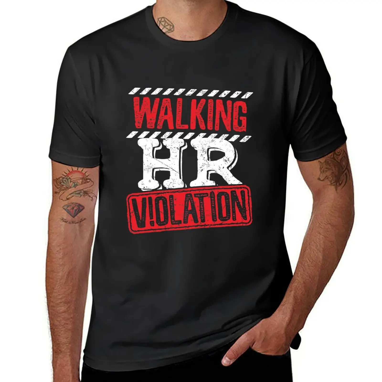 Walking HR Violation T-Shirt sublime aesthetic clothes customs Aesthetic clothing plain black t shirts men