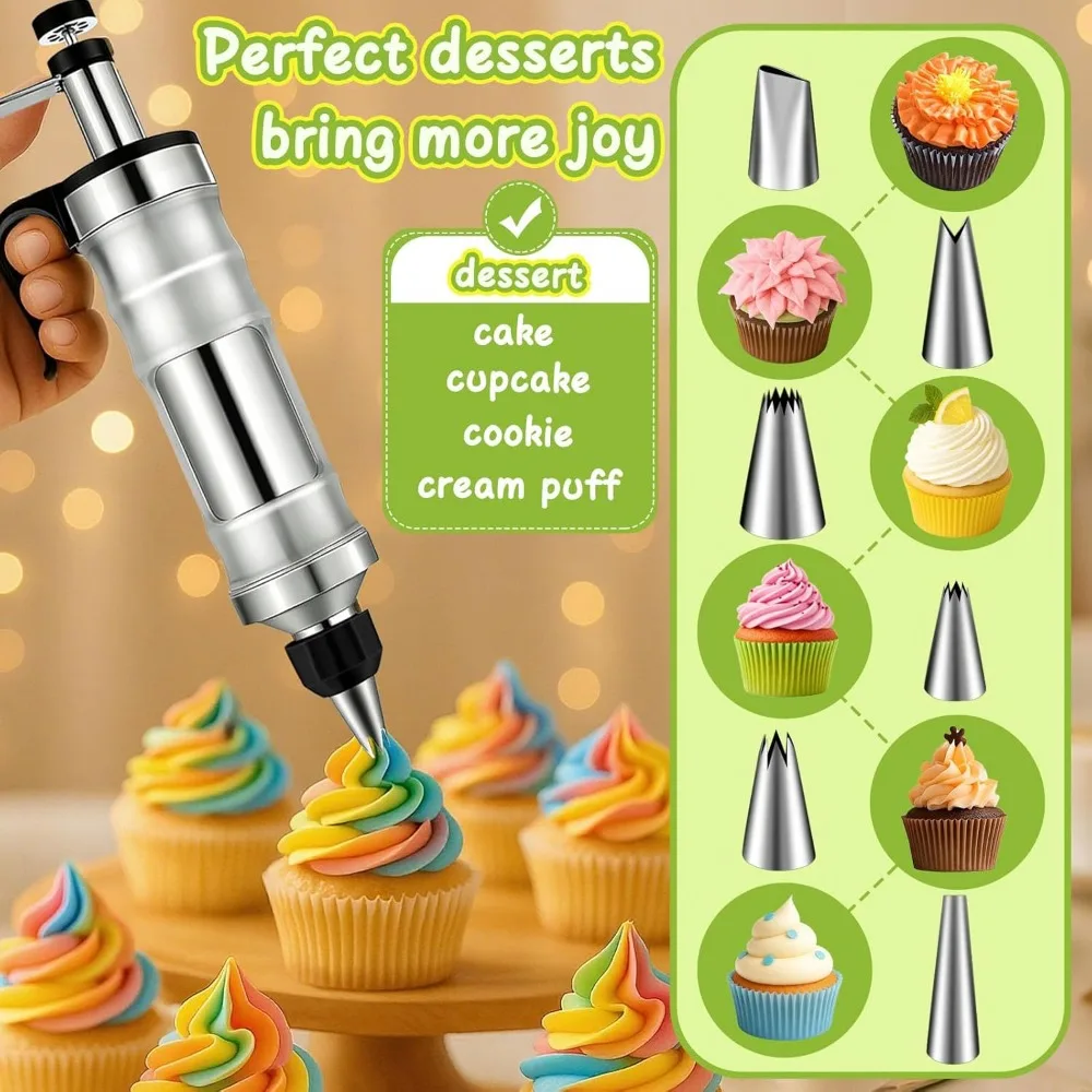 Stainless Steel Icing Piping Set, 6 Nozzles, Cake Decorating Kit
