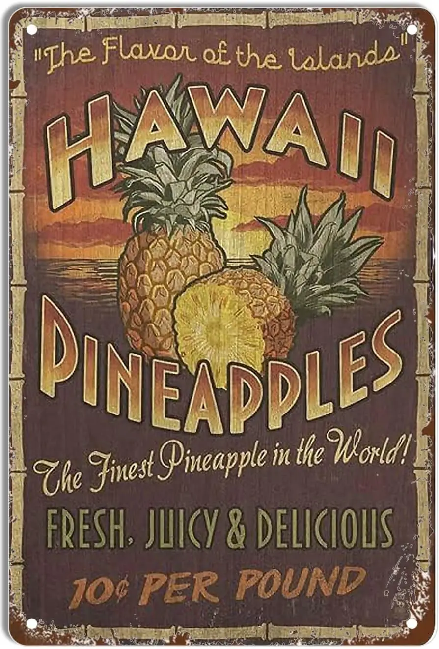 DHAEY Vintage Metal Tin Sign Hawaiian Pineapple Iron Painting Home Family Lovers Gift Funny Bedroom Novelty Retro Parlor Courtya