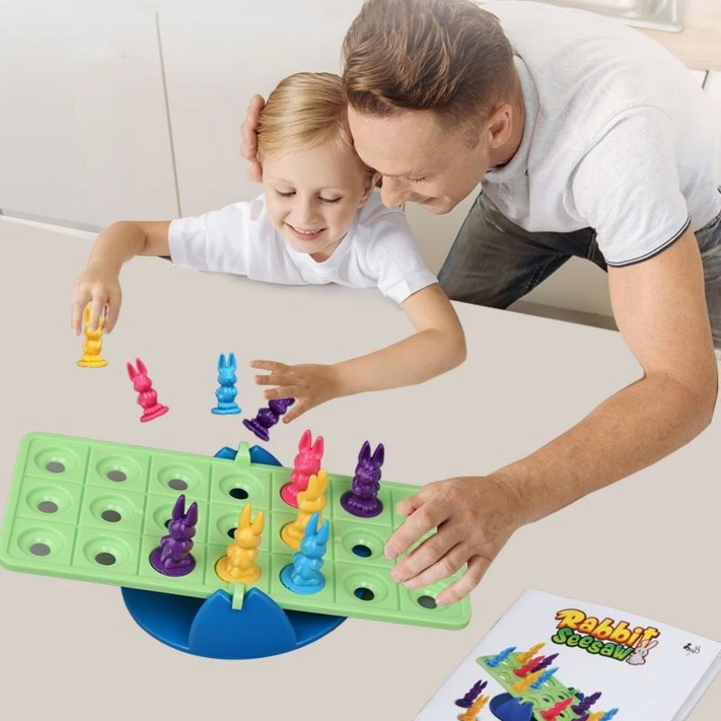 Kids Rabbit Seesaws Balanced Board Game Puzzle Toys for 2 Players Parent-Child Interaction Balance Match Game Gift for Children