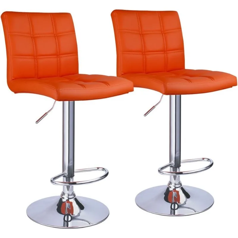 PU Leather Adjustable Bar Stools with Back, Set of 2, Counter Height Swivel Stool, Barstools for Kitchen Counter