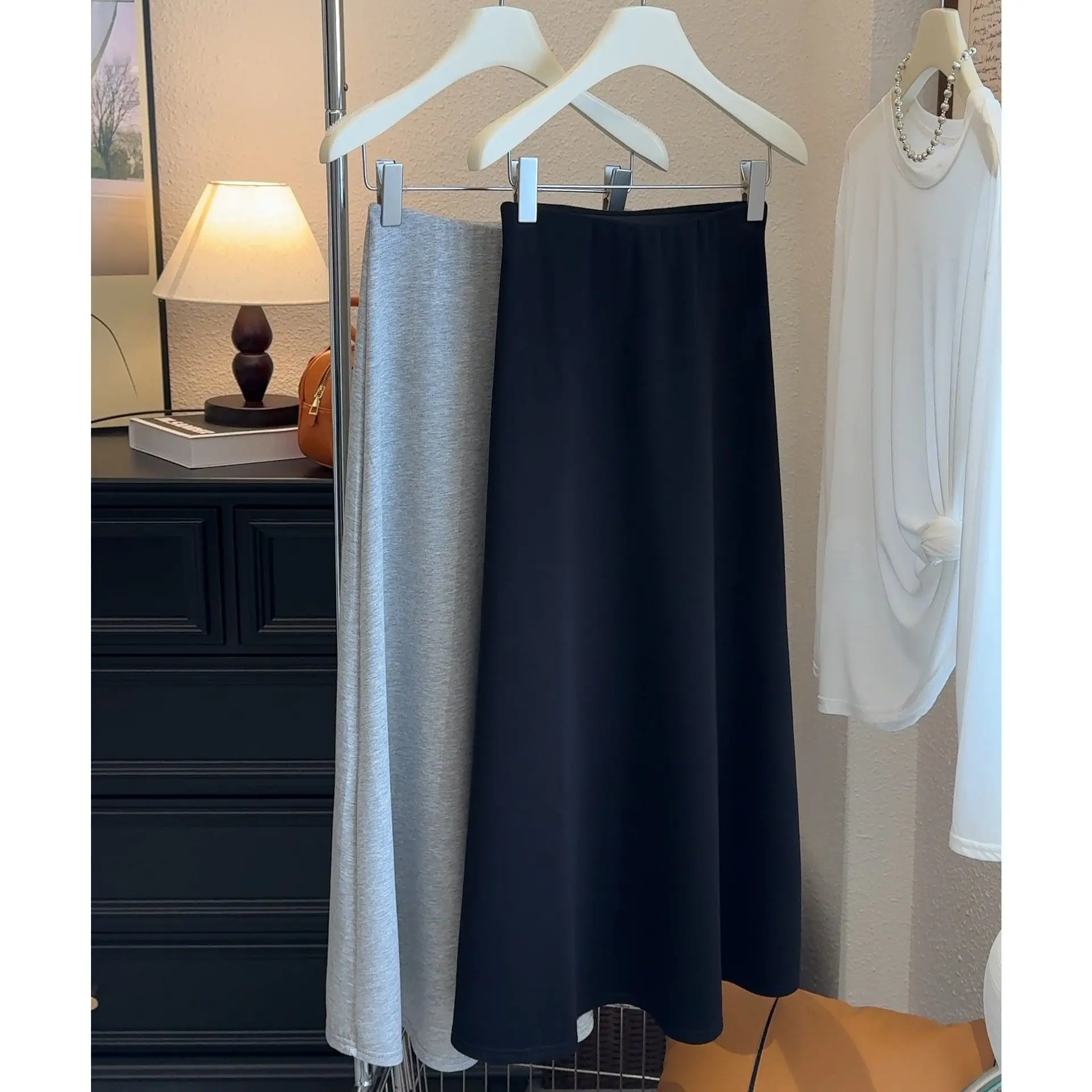 

ay Юбка-миди трапециевидной формы с высокой талией, женская летняя свободная повседневная мягкая простая юбка длиной до пола, повседневная деловая юбка из полиэфирного волокна