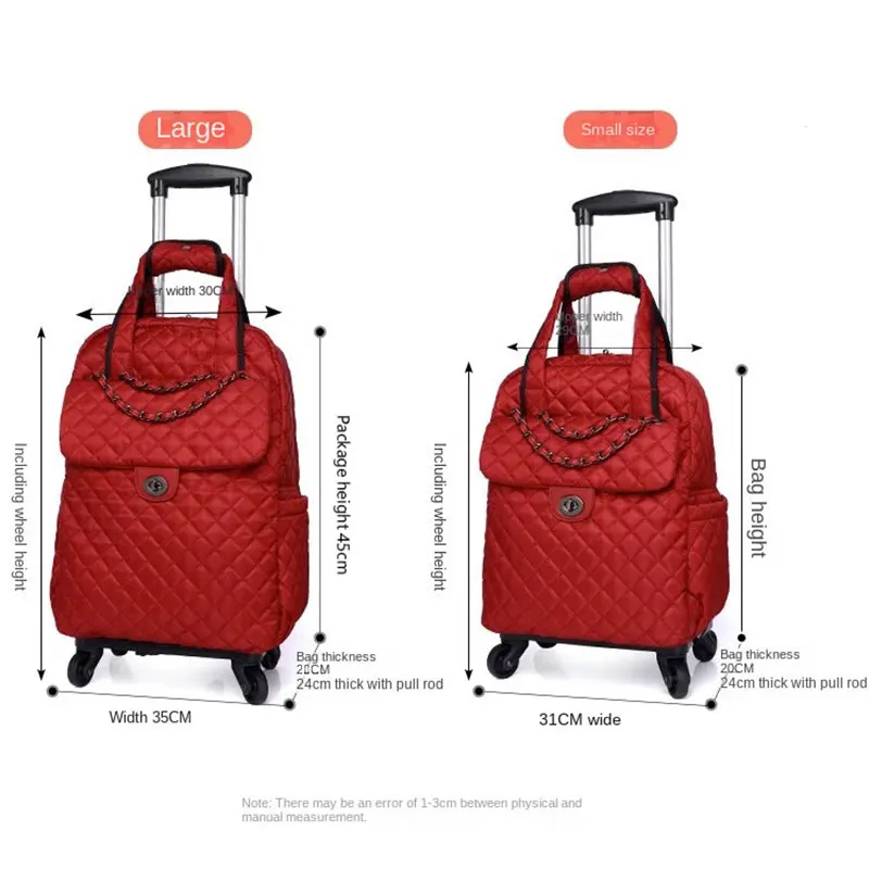 Tas bagasi Mini, dengan roda tas troli dapat dilepas ransel ringan tas perjalanan Retro tahan air 14'18 ''inci