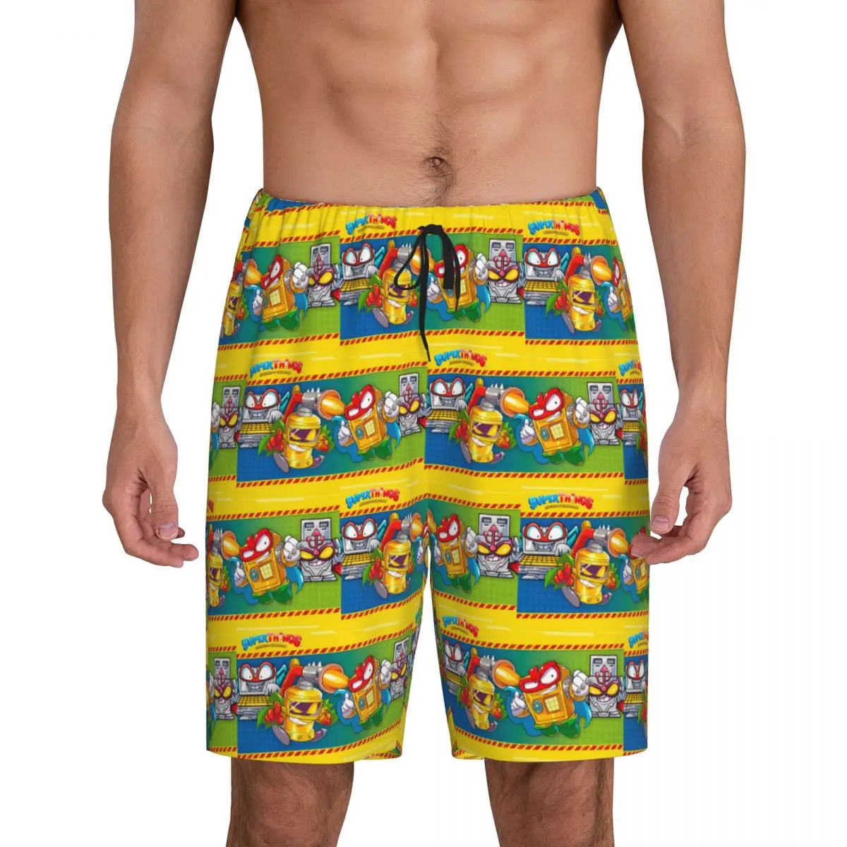 

Custom Superthings Short Pajama Pants Men Sleepwear Sleep Lounge Bottom Shorts Sleeping Pants