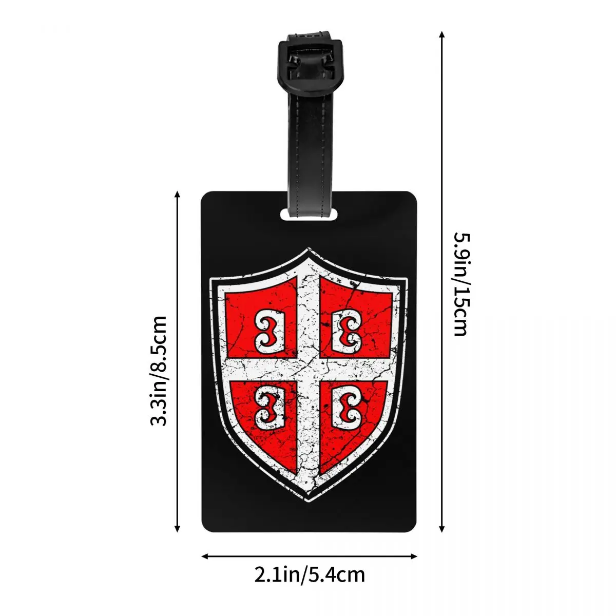 Custom Serbian Cross Flag Luggage Tag for Suitcases Serbian Coat Of Arms Privacy Cover Name ID Card