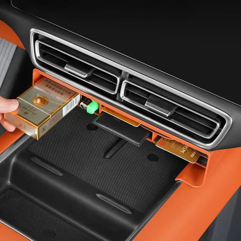 For LiXiang L7 L9 L8 2023 ABS Orange Color Central Control Navigation Below Multifunction Storage Box Car Accessories