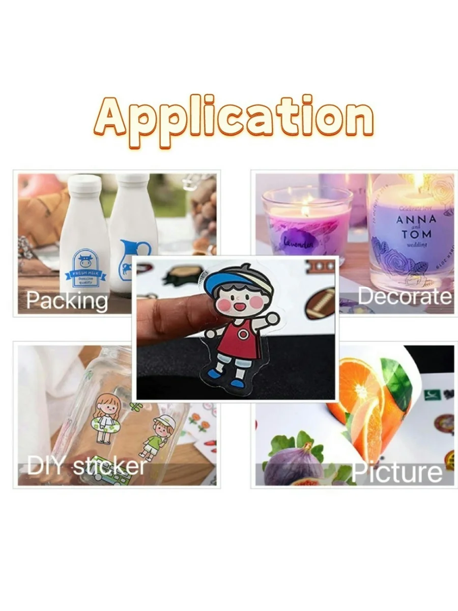 Printable Vinyl Sticker Paper Waterproof DIY Self-adhesive Label Stickers 30 pcs A4 Transparent Copy Paper for Inkjet Printer