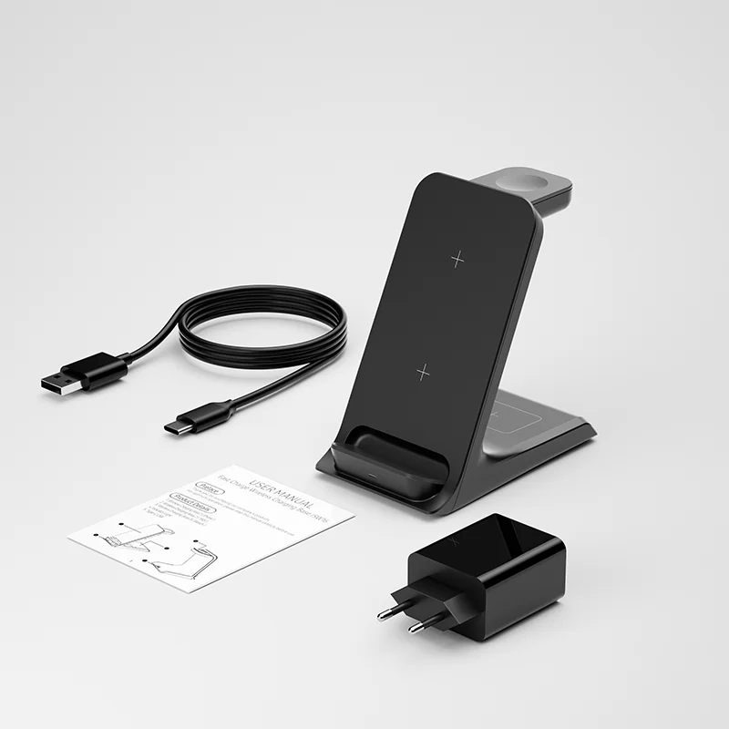 

Беспроводное зарядное устройство KPON 3 в 1, подставка для iPhone 14 13 12 11 Apple Watch Ultra 8 7 6 5 Airpods Pro 2 3 Qi 15 Вт, быстрая зарядная станция