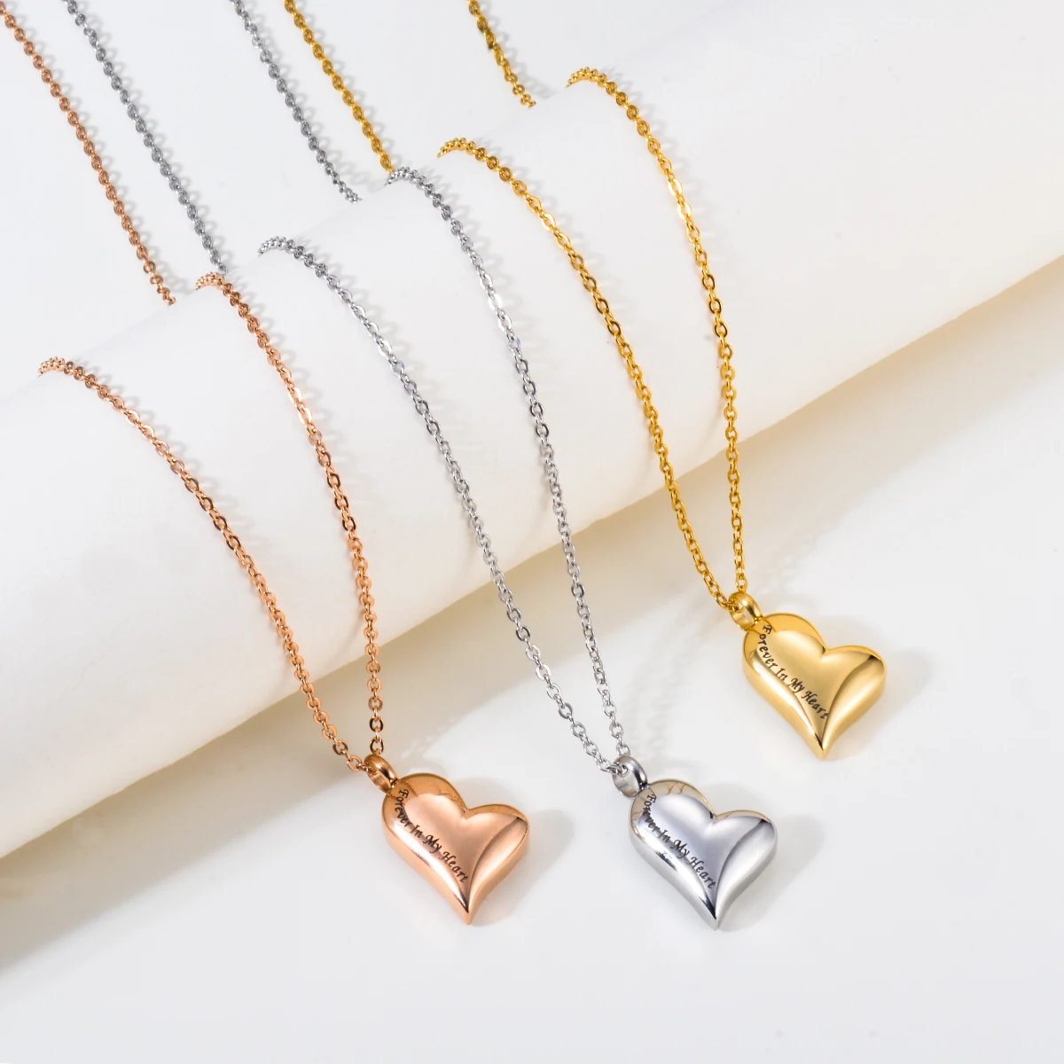 Forever In My Heart Cremation Urn Necklace for Human Pet Cat Dog Ashes Stainless Steel Memorial Jewelry for Women