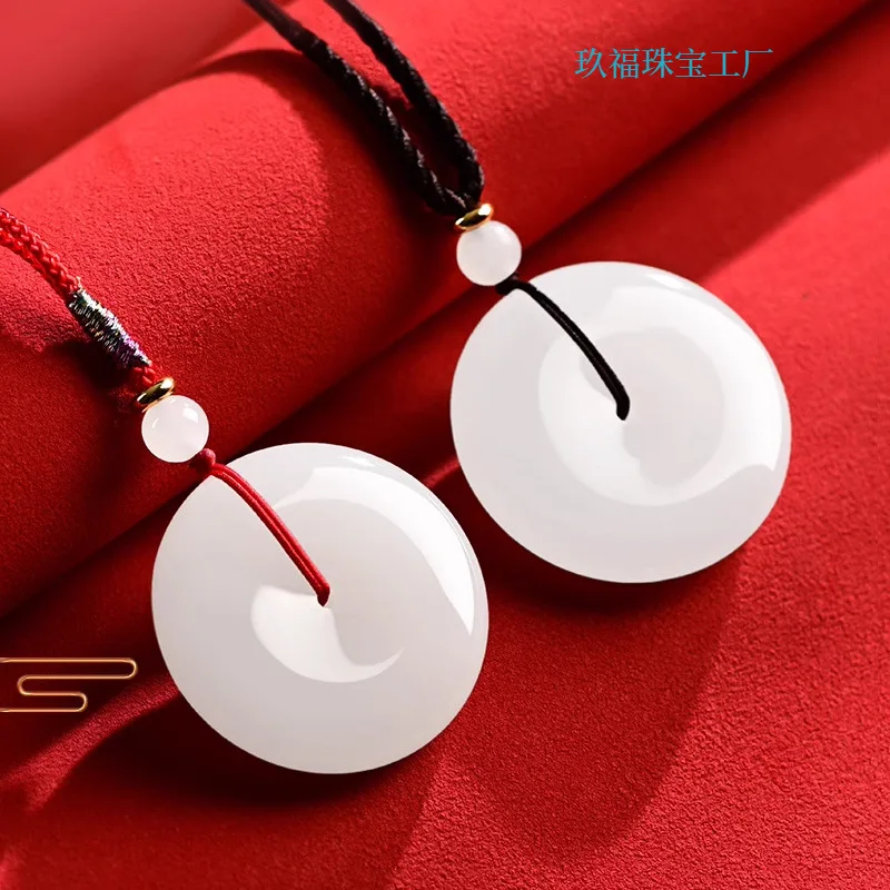 Hotan Sheep Fat Jade Peace Pendant Men Women, Fashionable And Versatile