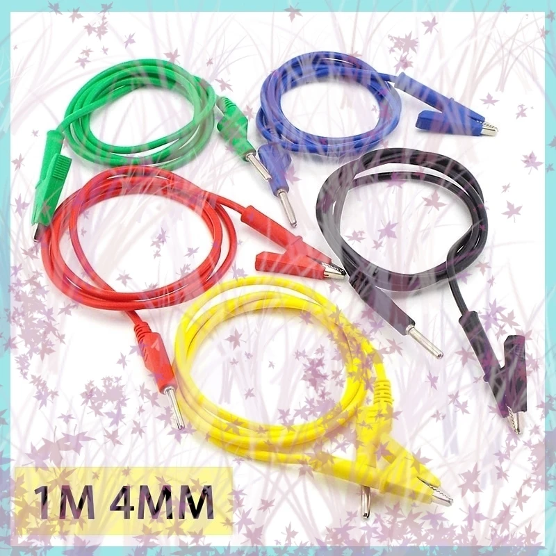 1M Double End Test Lead Wire Electrical Voltage 4mm Banana Plug Alligator Clip Crocodile 15A 18AWG Multimeter DIY Test Line B2