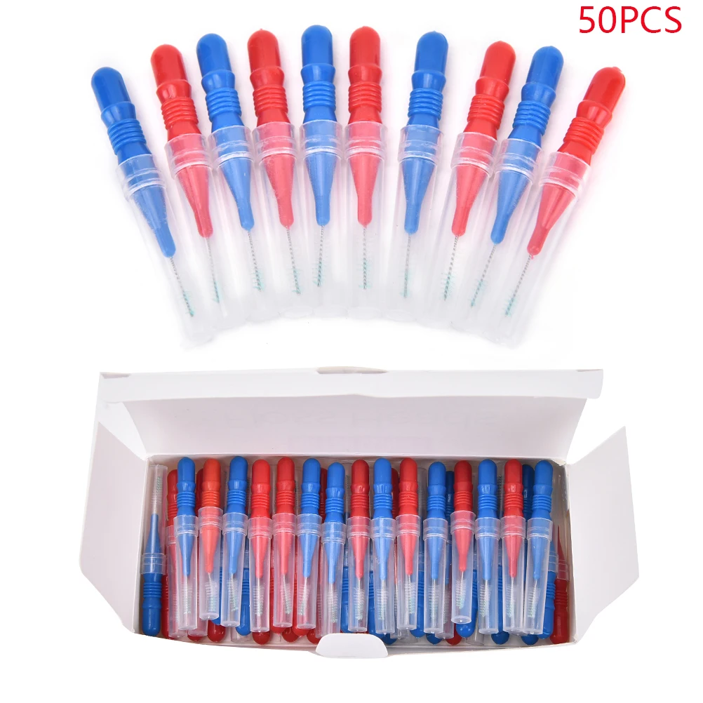 

50pcs/lot Healthy Oral Care Tooth Floss Soft Plastic Interdental Brush Toothpick For Teeth Cleaning Oral Hygiene Dental Floss