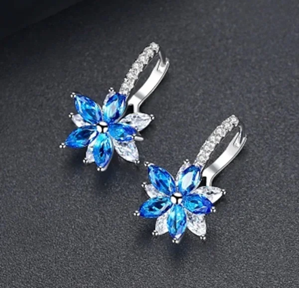 Luxury Cubic Zircon Easy Wear Lovely Geometric Flower Milticolor Stud Earrings for Women Temperament Party Fashion Jewelry