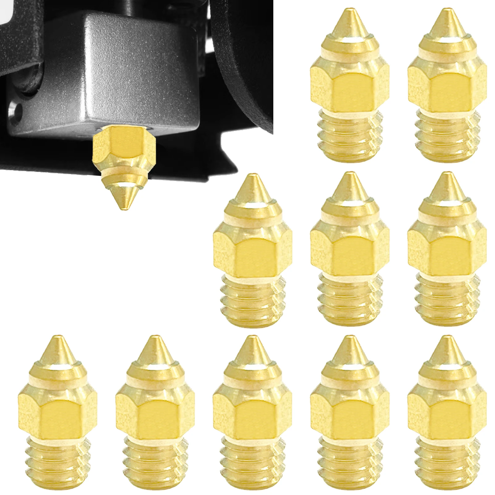 Piezas conductora de calor para impresora 3D, boquilla extrusora Lisa para oficina y escuela, accesorios de impresión, boquilla de latón para Ender3 S1, 10 M6