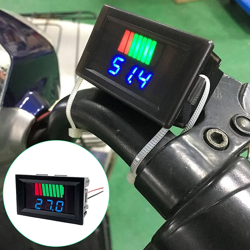 Car Battery Charge Level Indicator 12V 24V 36V 48V 60V Lithium Battery Capacity Meter Tester Blue Display LED Tester Voltmeter