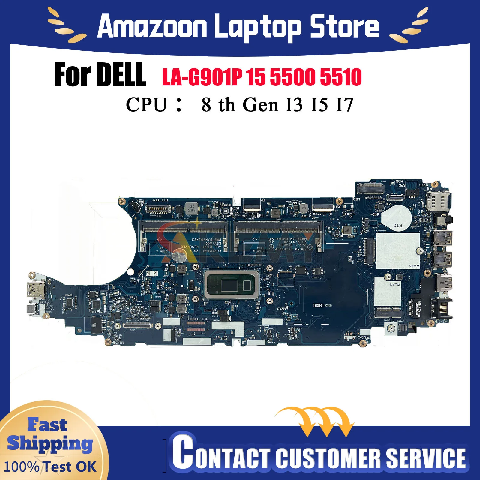 LA-G901P Per DELL Latitude 5500 Scheda Madre del Notebook con i3 i5 i7 CPU EDC50 CN-0J16NW 09T2PH 0TW56W 100% Completamente Testato