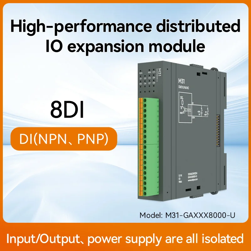 Remote IO Gedistribueerde IO NIEUWE Versie M31-AFAX4440G-U DI/DO/AO/AI RS485 RJ45 Modbus Met Uitbreidingsmodule CDEBYTE PNP NPN DIP