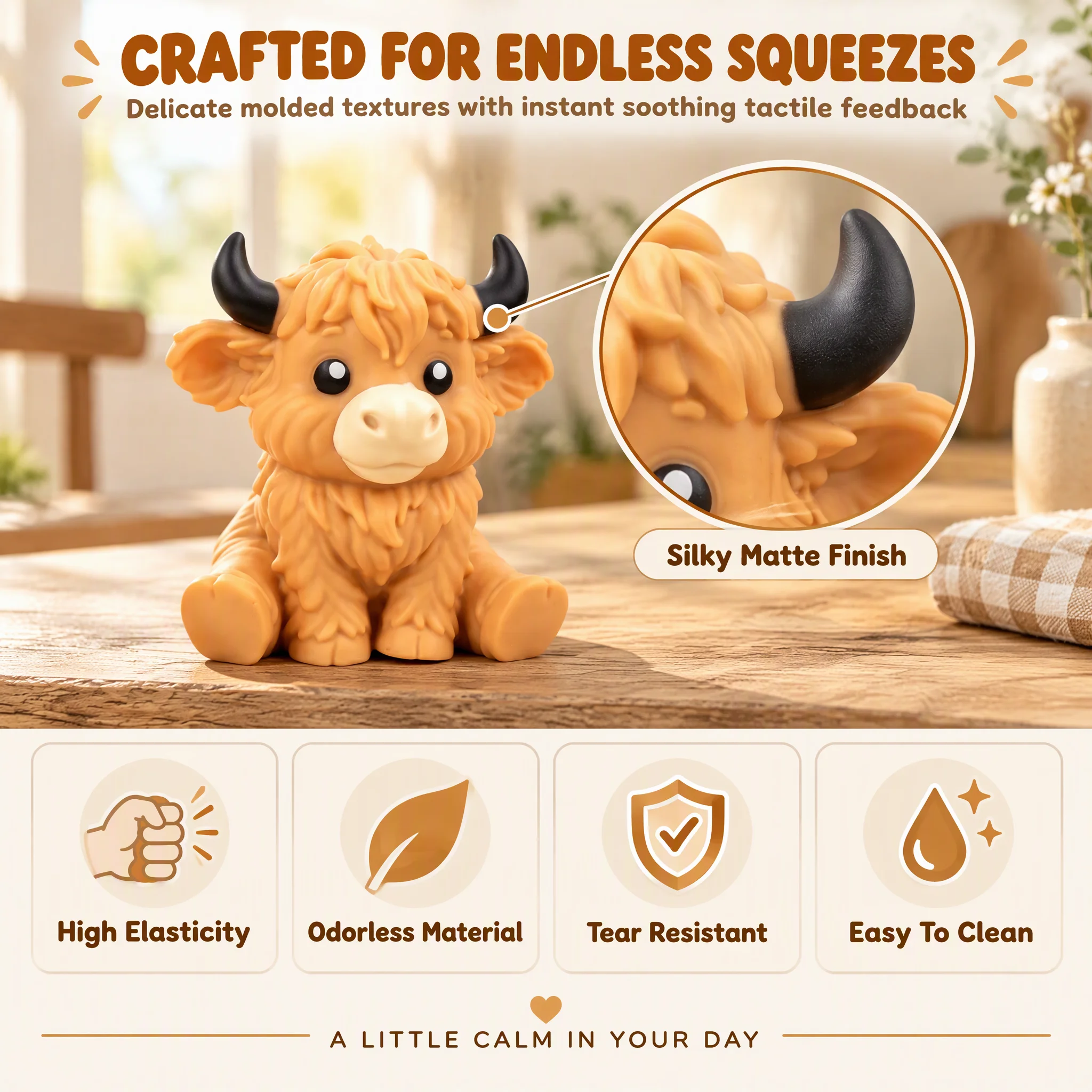 Scottish Scotland Celtic Cow Fidgets Sensory Plaything Slow-rebound Soft Novelty Rebounding Fidget Toy Portable Squeeze Toys