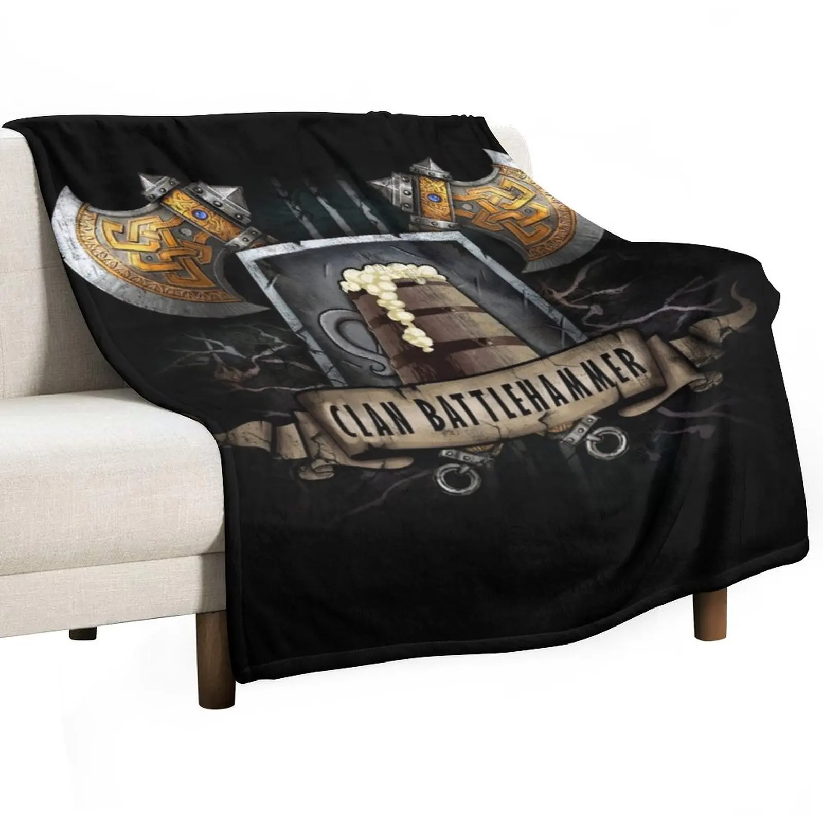 

Clan Battlehammer Mithral Hall Dwarf Faerun Fourthpeak Frost Hills Throw Blanket Sofa Quilt Flannel Fabric Tourist Soft Blankets
