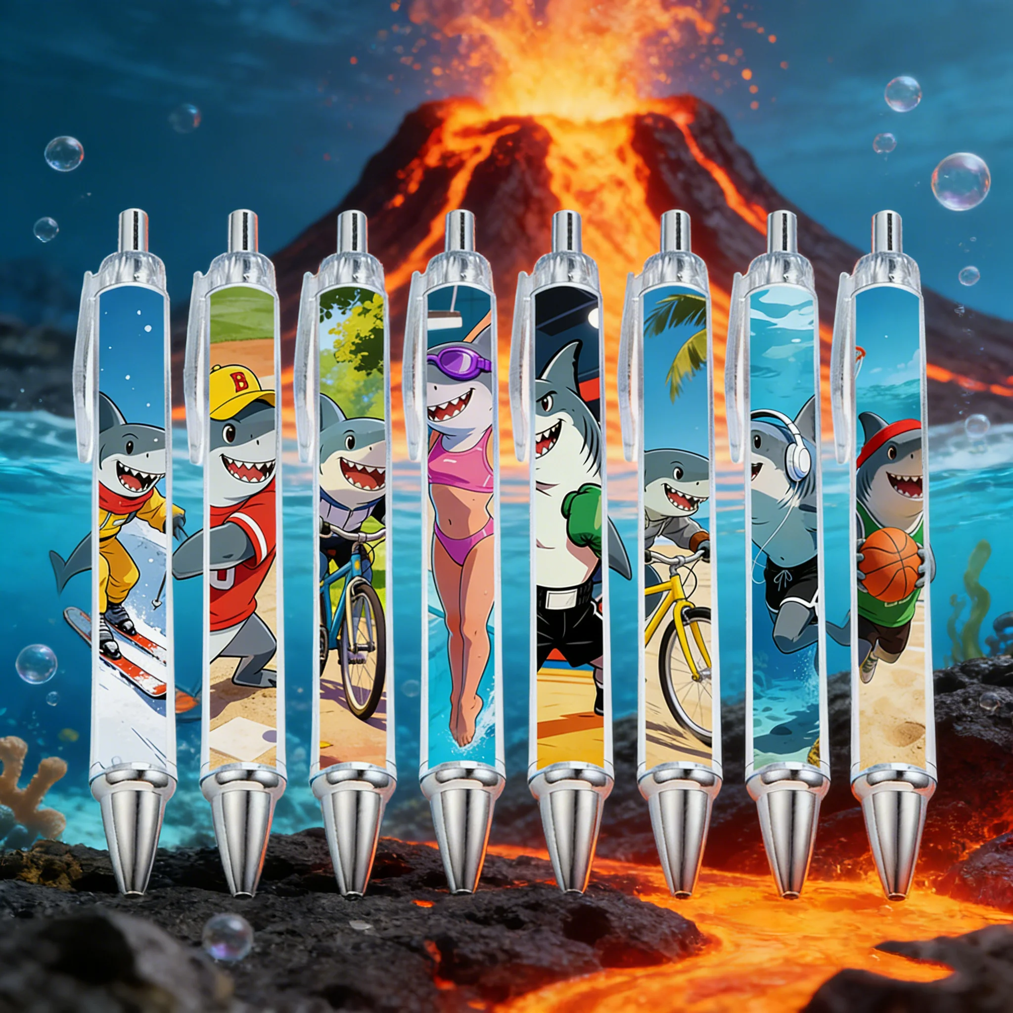 

8 шт. спортивные шариковые ручки с рисунком акулы, канцелярские принадлежности для праздников, офисные подарочные ручки