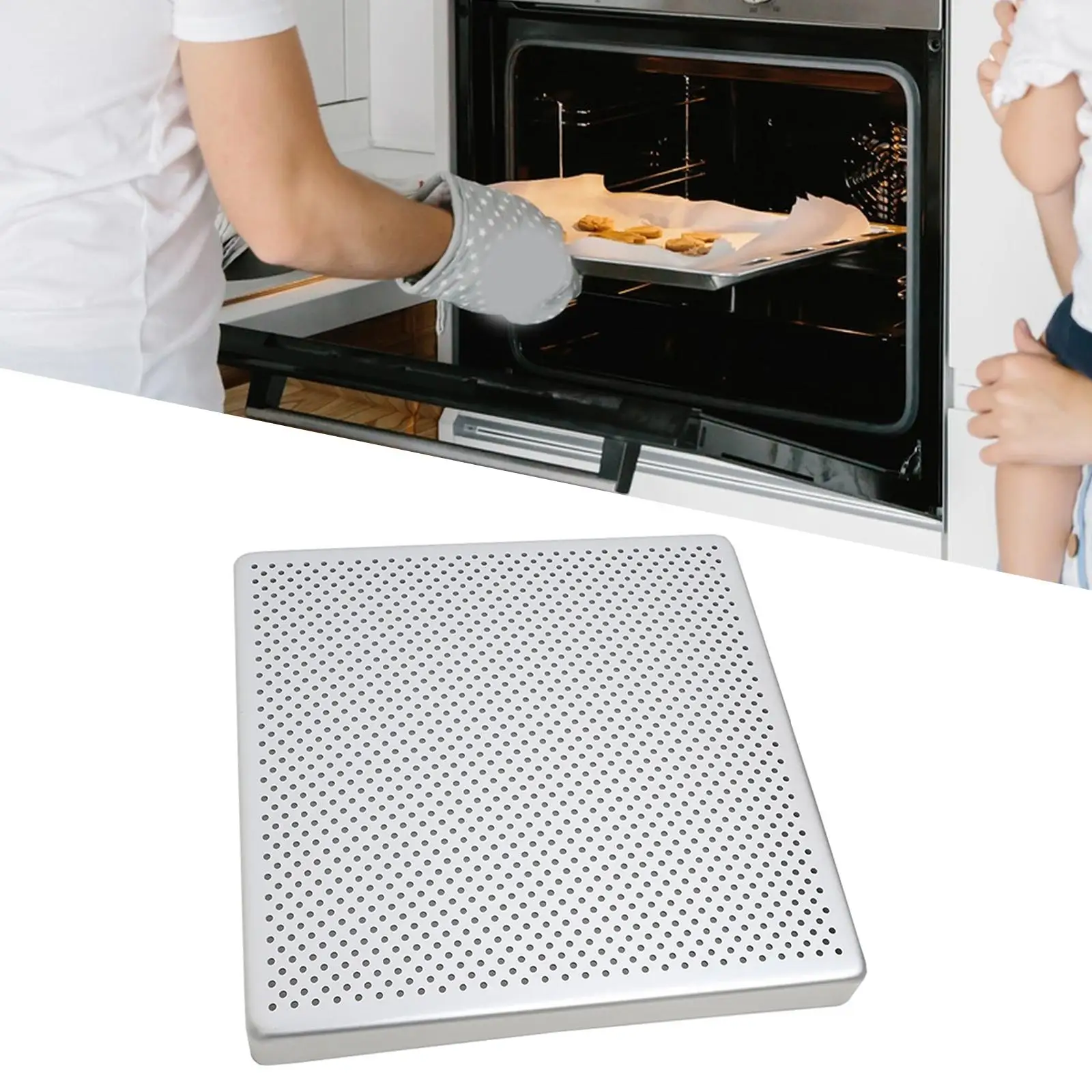 Perforated Pizza Baking Pan Nonstick Aluminum Square Tray for Oven Crispy Crust Durable Wear Resistant Multipurpose for Pizza