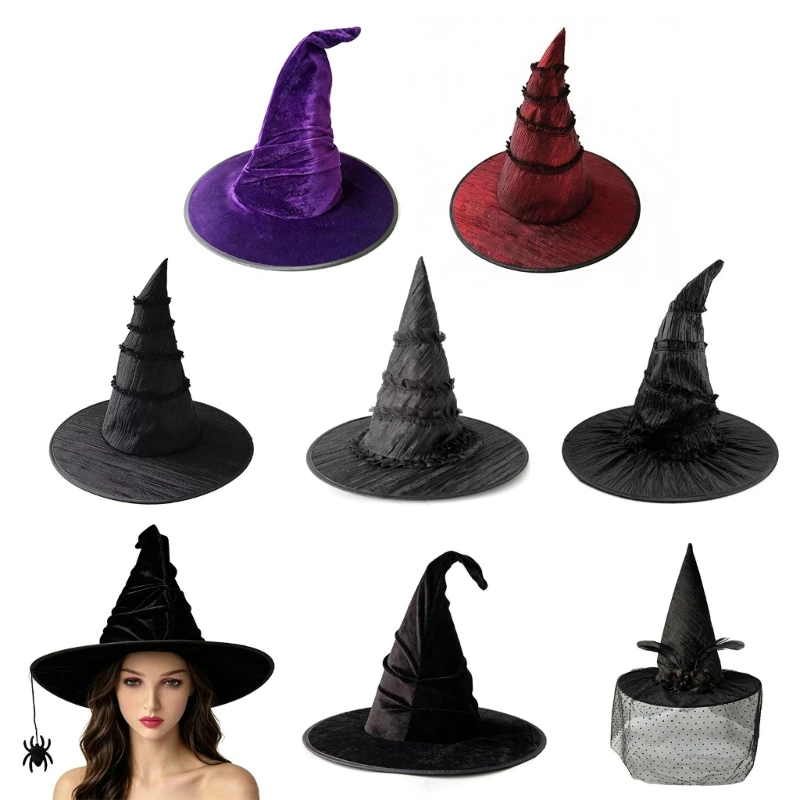 DXAE Pointed Wizard Hat Halloween Cosplay Witch Hat for Stage Show and Photoshoots