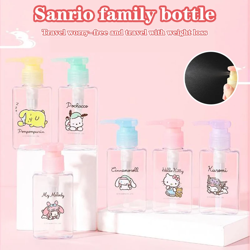 Sanrio Frasco Dividido para Meninas, Hello Kitty Anime, Home Loção Garrafa, Cinnamonroll Press, Shampoo, Banho Creme Frasco Dividido, Grande Capacidade