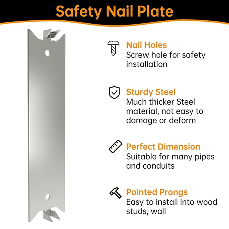 Safety Nail Plate for Wood Studs Cable Protector Plate Steel Plate for Wood Stud for Protecting Plumbing and Wiring