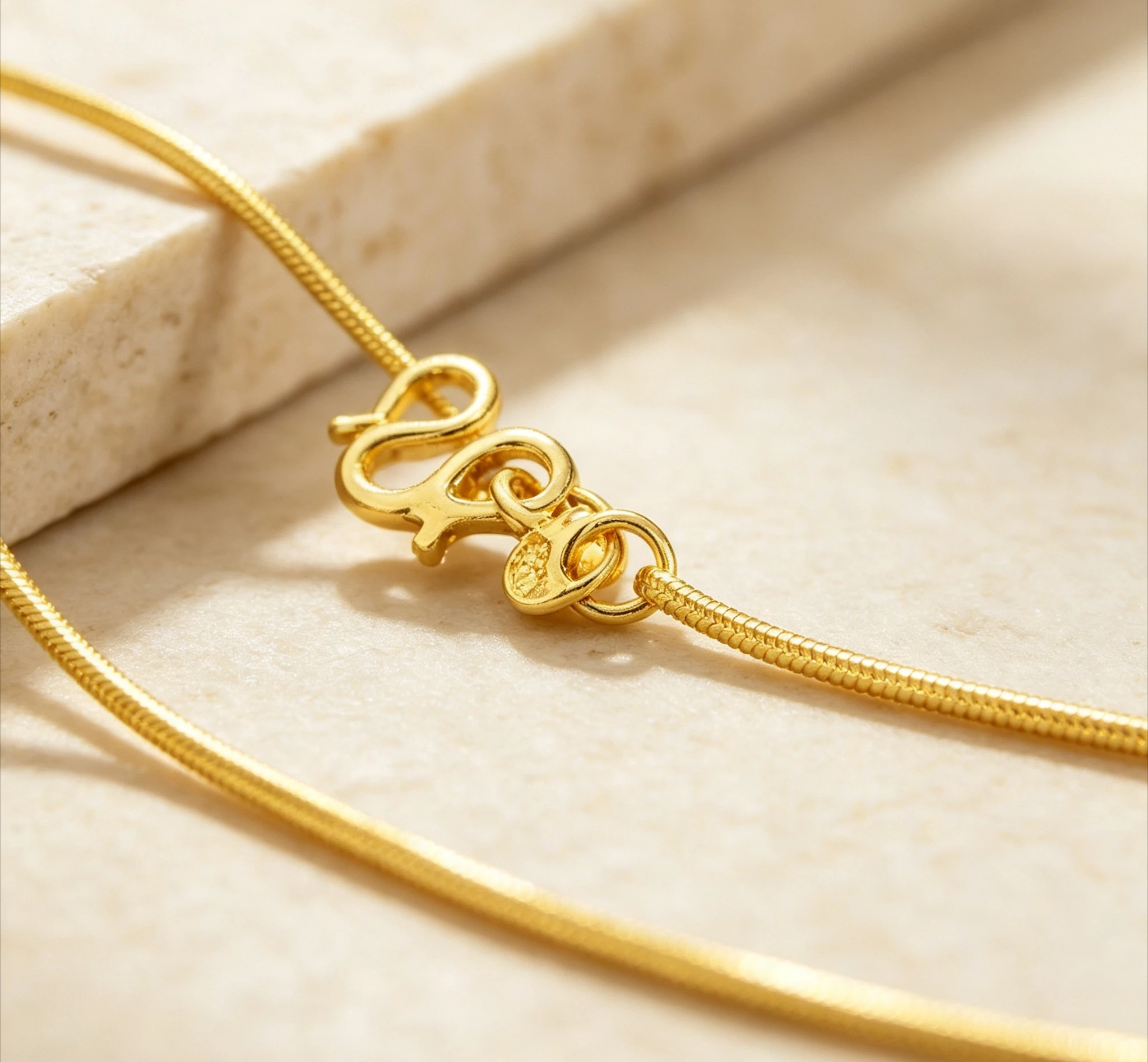 Versatile Snake Bone Chain, AU999 | Engraved "Abundance" with hidden ripple motifs. Giving gift for friend