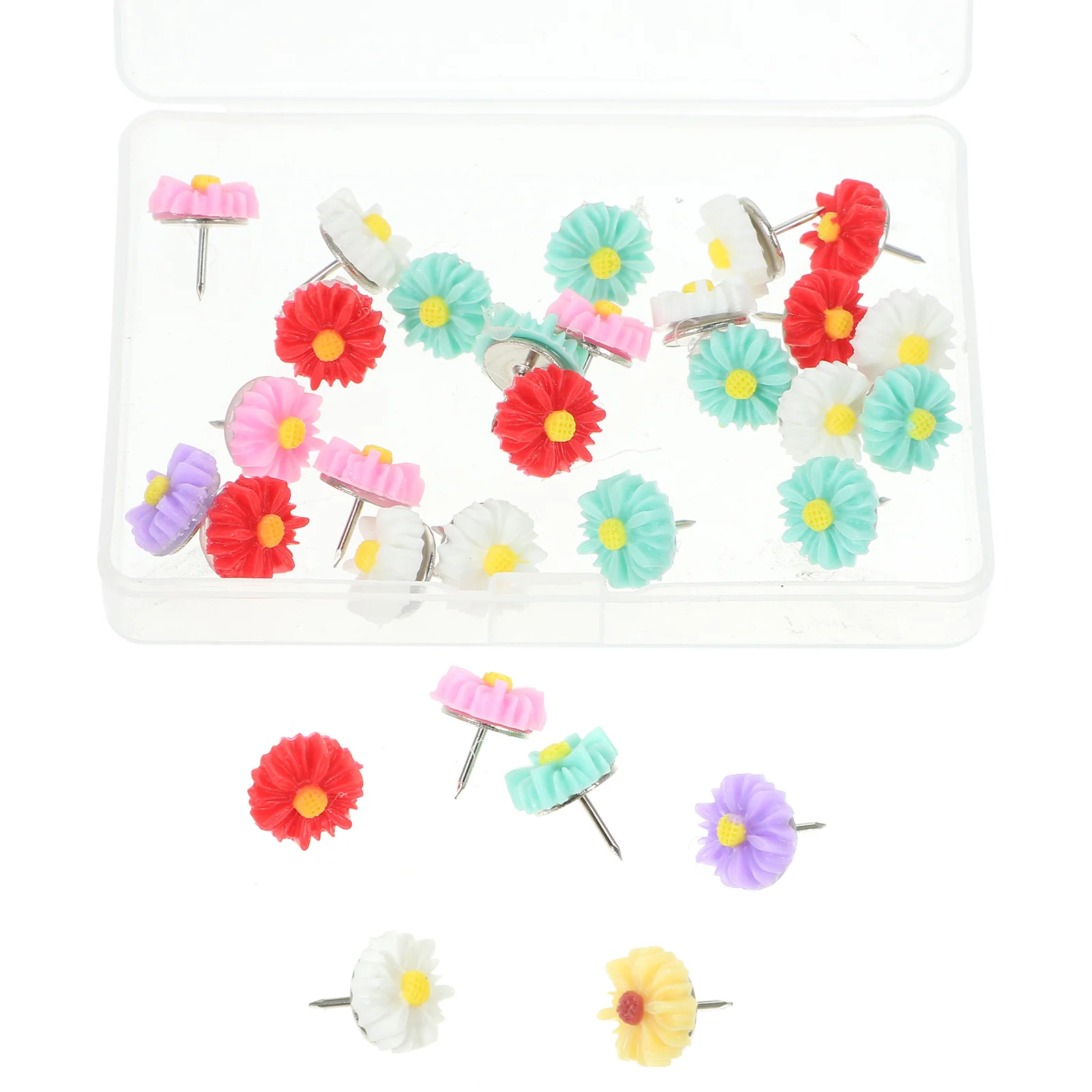 30Pcs Colorful Epoxy Flower Push Pins Decorative Thumbtacks for Bulletin Board Home Office School Map Memo Safety DIY Pins
