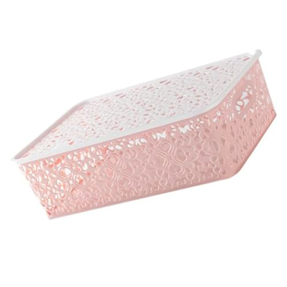 Decorative Storage Hollow Plastic Box Durableplasticstoragecontainer Multifunctionalbox Charming Pink Aesthetic