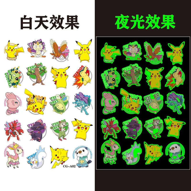 1Pcs Neue Leuchtende Pokemon Pikachu Nette Tattoo Aufkleber Arm Gesicht Glowing Körper Kunst Temporäre Tattoo Party Aufkleber Geschenk