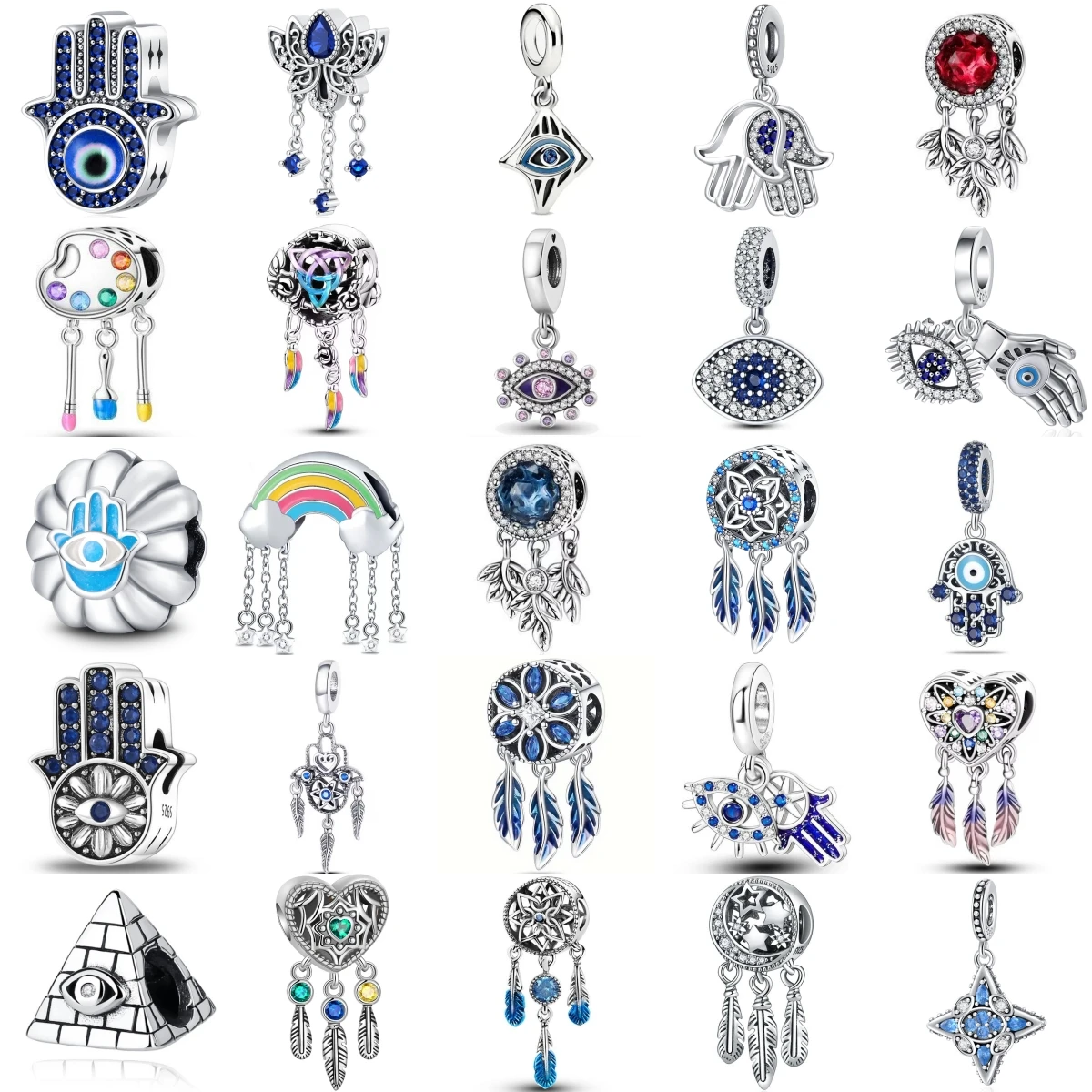 

Новый Ловец снов, глаз дьявола, синяя подвеска на ладонь, подходит для оригинального браслета, аксессуар, серебро 925, сделай сам, женские ювелирные изделия, подарок, кулон, амулет