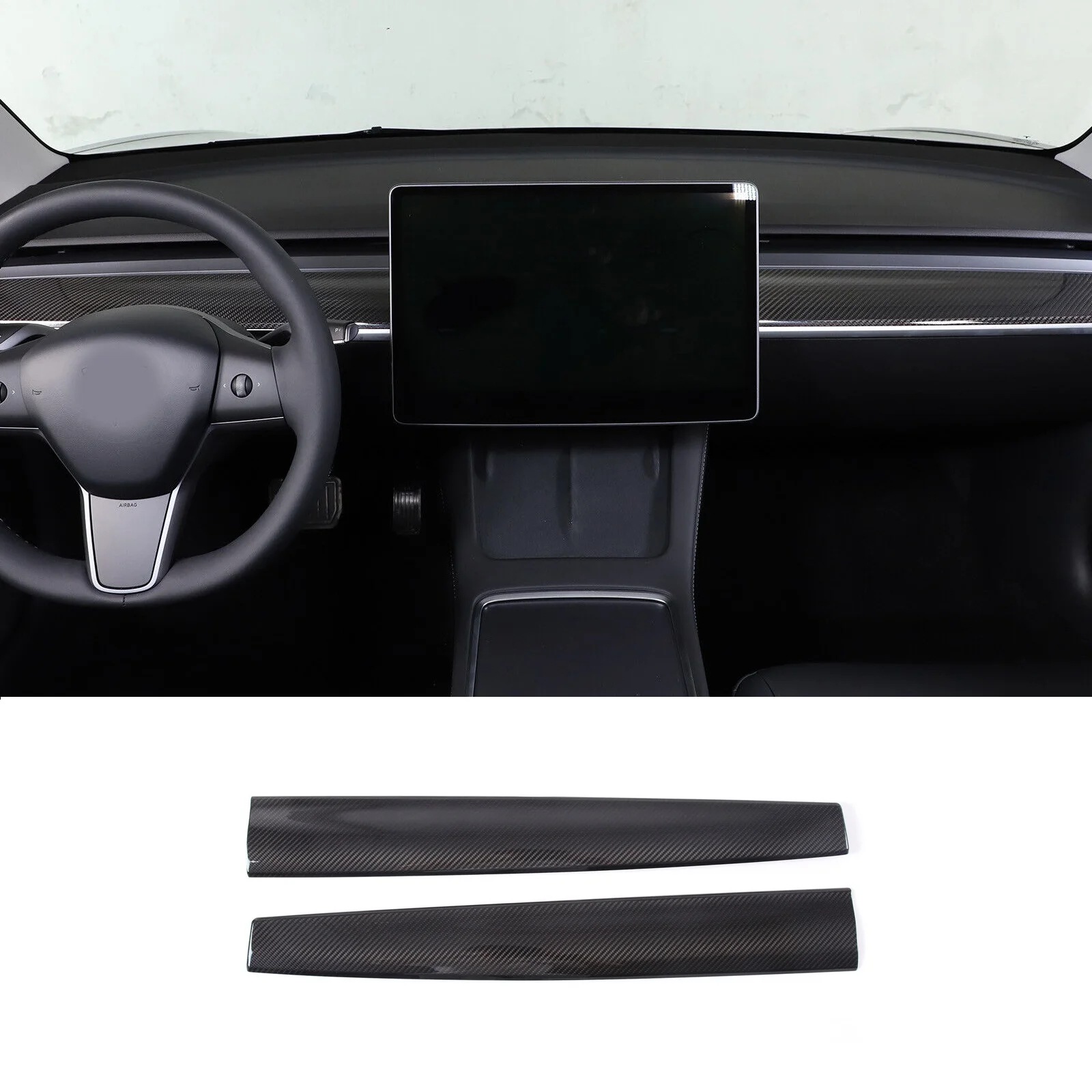 

Real Carbon Fiber Car Center Control Instrument Cover Trim Fit For Tesla Model 3/Y 2016-2022