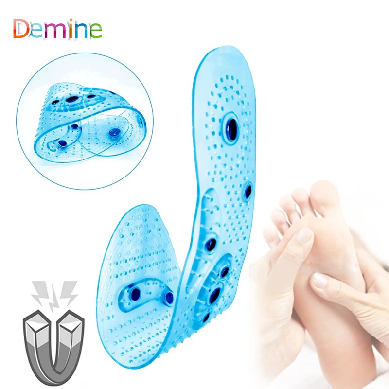 Unisex Magnetic Massage Insoles Foot Acupressure Shoe Pads Therapy Slimming Insoles for Weight Loss Transparent Feet magnets