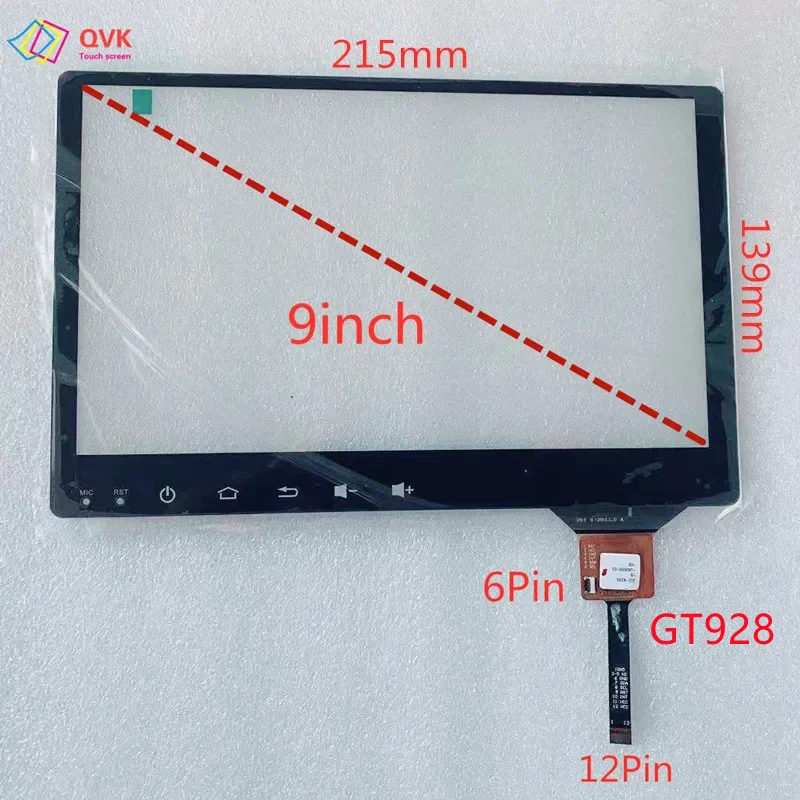 9 Inch GT928 multimedia player touch screen 215*139mm 6Pin 12pin P/N ZCC-4225-9 Glass Panle JTS018