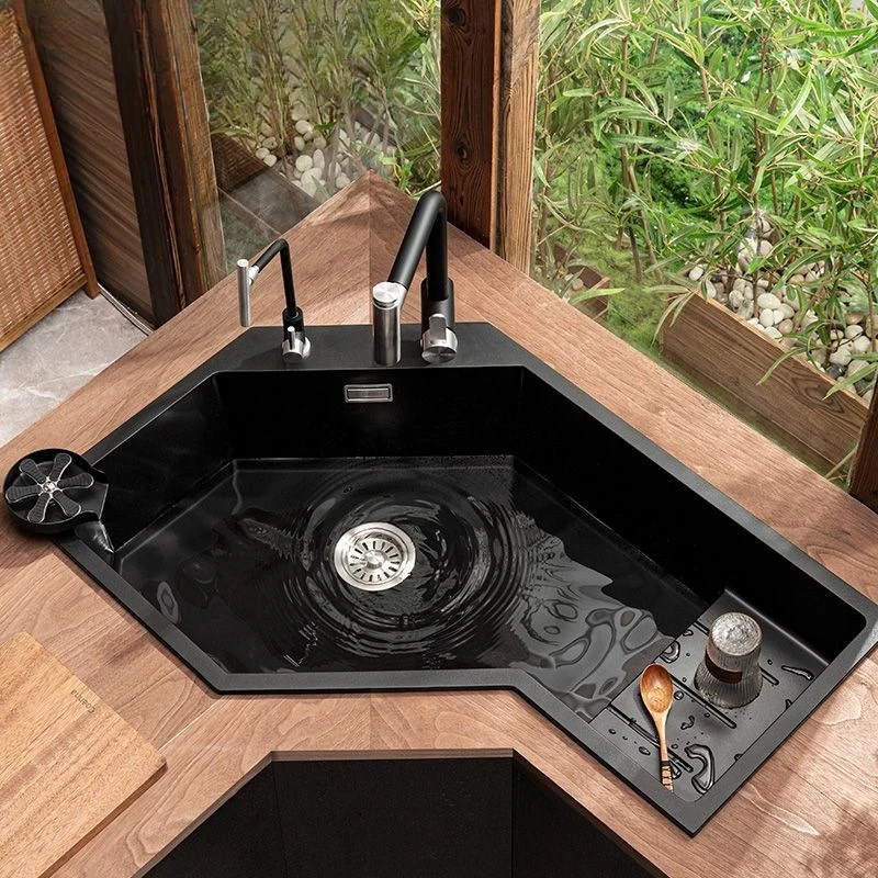 Corner Diamond Sink Quartz Stone Large Single Sink Kitchen Special Shaped Vegetable Basin Granite Dishwashing Sink