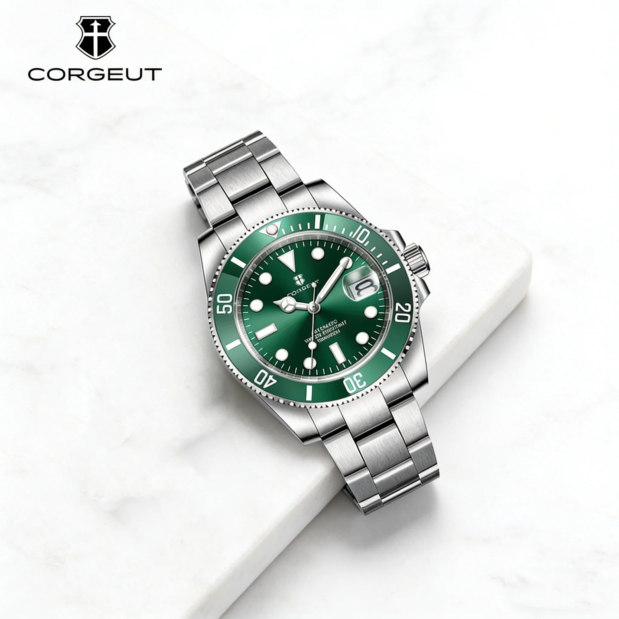 CUSTOM Logo 40mm 515 GMT Quartz Wristwatch Stainless Steel Waterproof Luxury Men Watches Top Brand Sapphire Glass Reloj Hombre