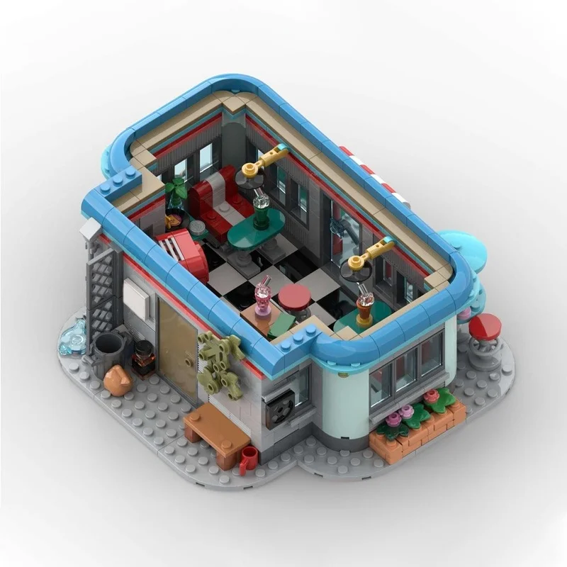 810 pçs moc milkshake bar cityed modelo blocos de construção construção diy brinquedo idéia educação tijolo crianças presentes natal aniversário